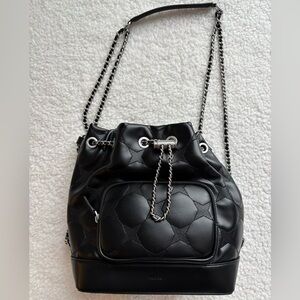 NWT PEDRO Black Quilted Maisie 2-Way Chain Bucket Bag